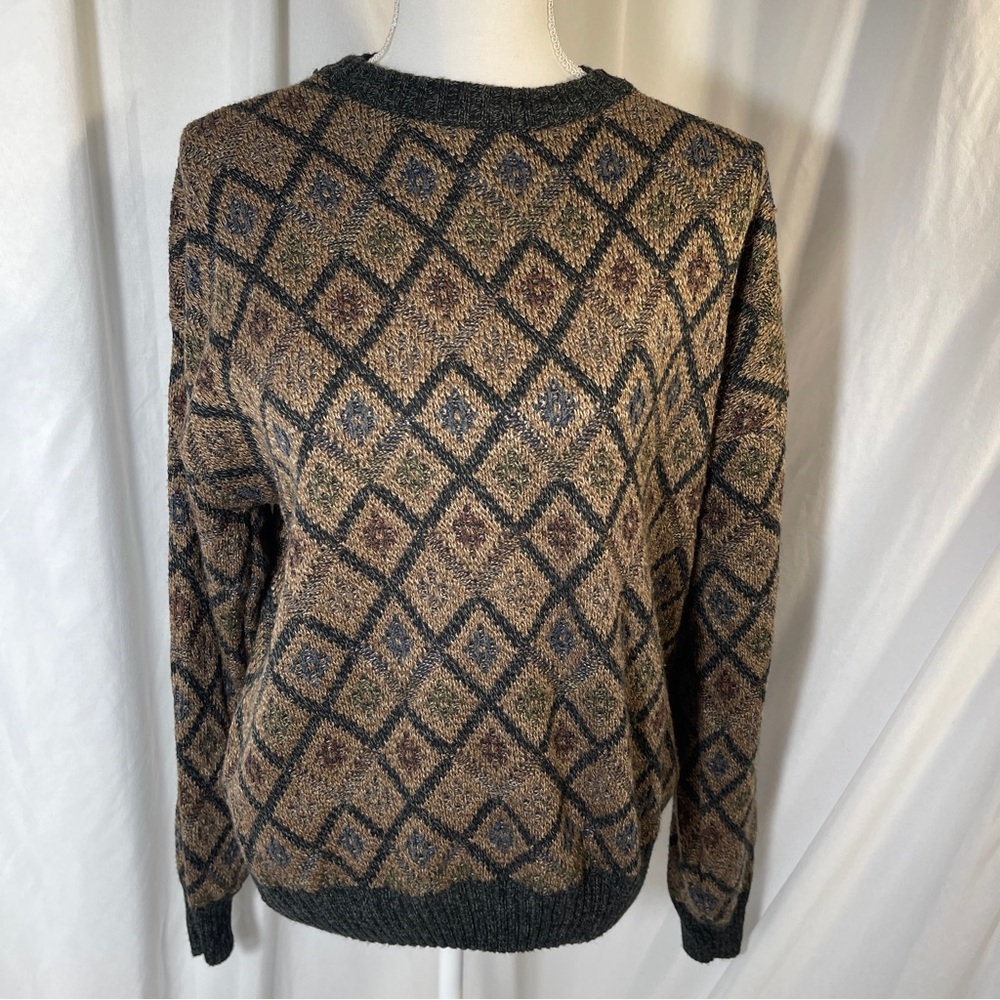 Towncraft Men's Diamond Pattern Sweater - Brown and Black